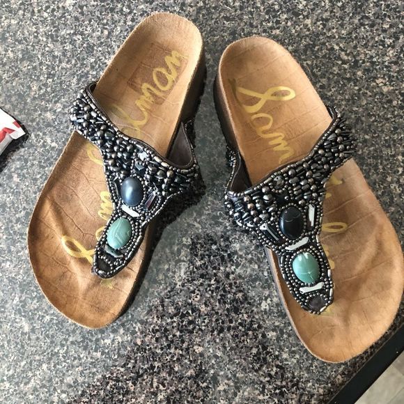 Sam Edelman Annalee Pewter Beaded Leather Sandals S : 6 - Picture 9 of 12